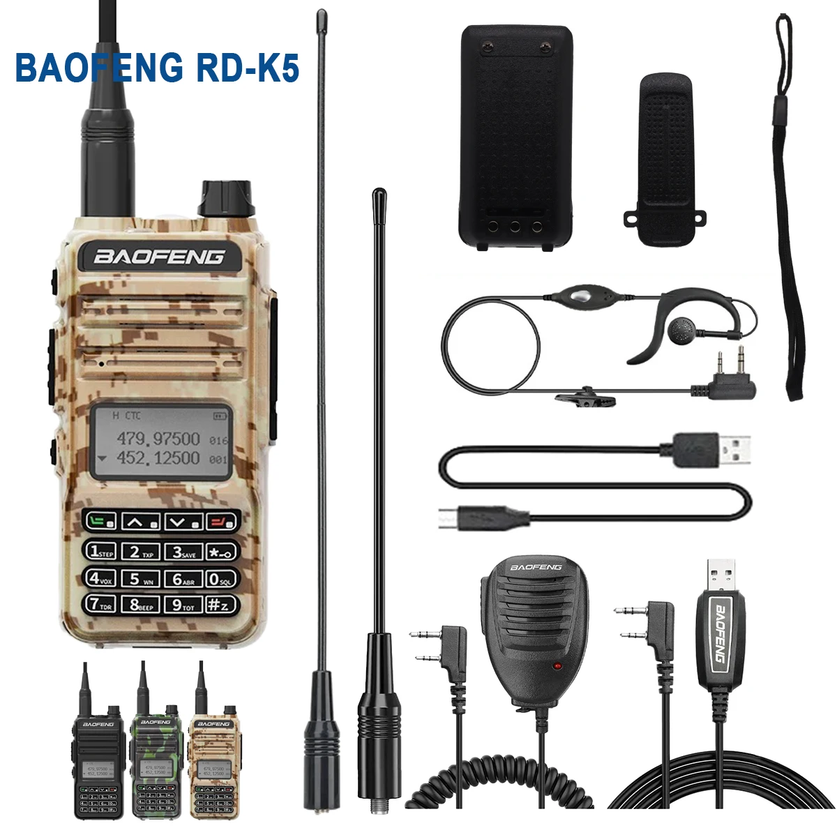 Baofeng RD-K5 Ham Walkie Talkie set HighGainAntenna Encryption Anti-interference AirBand Repeater Uhf Vhf Two Way Radio LongRang