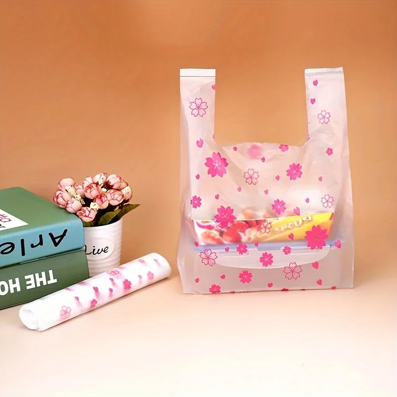 100Pcs Hand-carrying Shopping Packaging Bag Wedding Birthday Party Candy Gift Vest Bags Cute Packaging Bag Festive Supplies