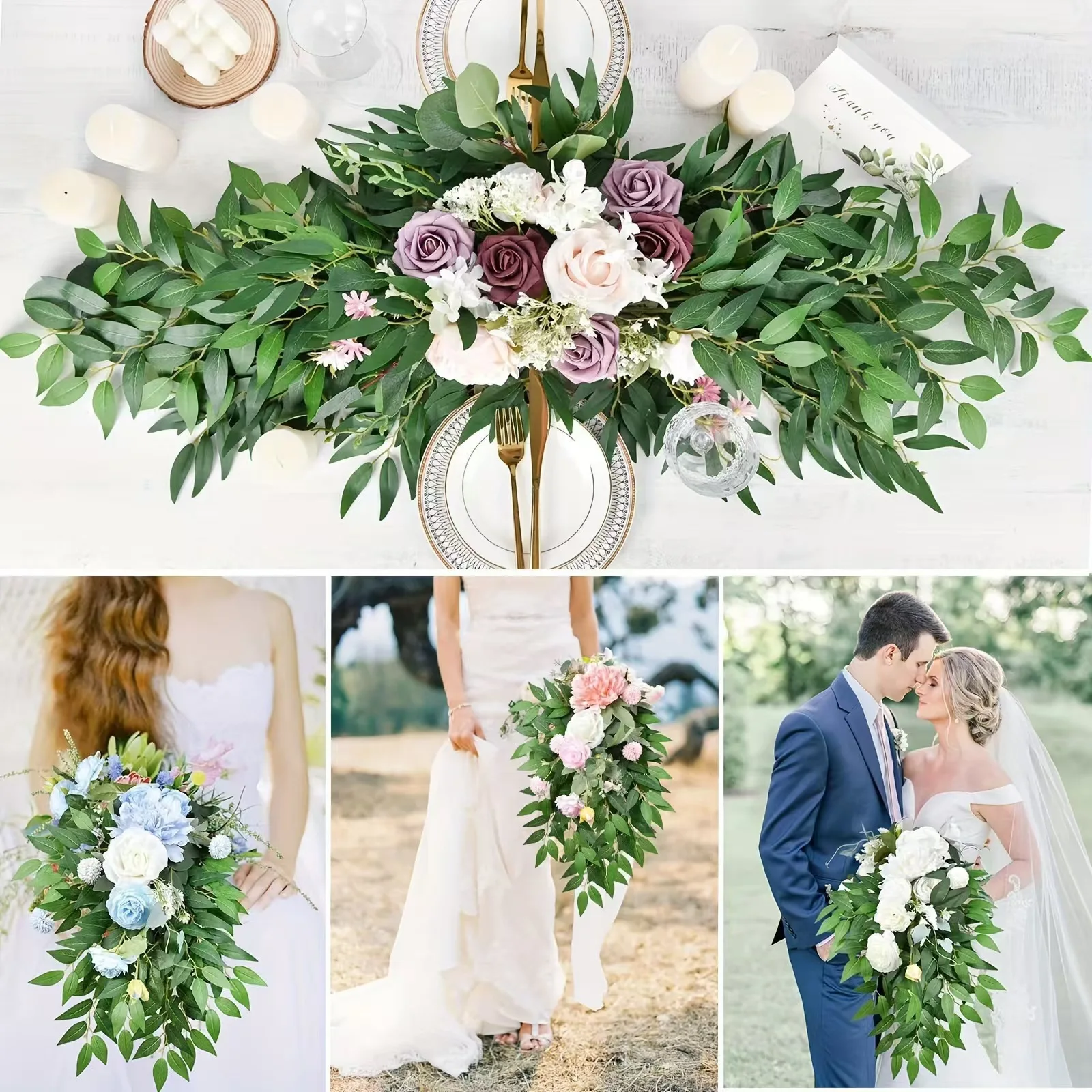 Italian Ruscus Greenery Stems Artificial Green Leaf Plants Hanging Spray For DIY Wedding Arch Filler Table Centerpieces Home Dec - Image 5