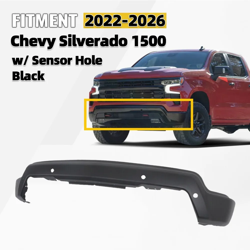 

Front Bumper Face Bar w/Sensor Hole For 2022-2026 Chevrolet Silverado 1500 Black