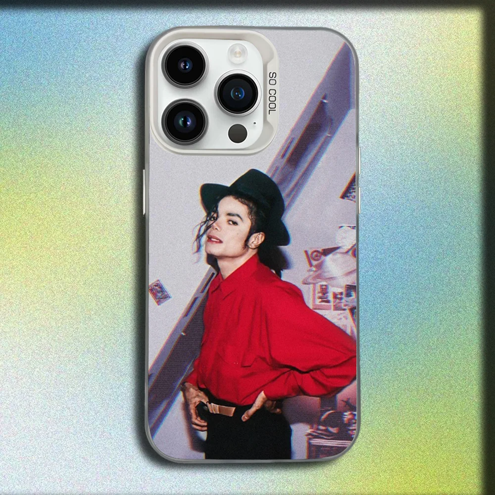 Casing Ponsel Penyanyi Michael J-Jackson untuk iPhone 16,15,14,13,12,11,Mini,Pro,SE,MAX Penutup Tahan Benturan Matte Putih