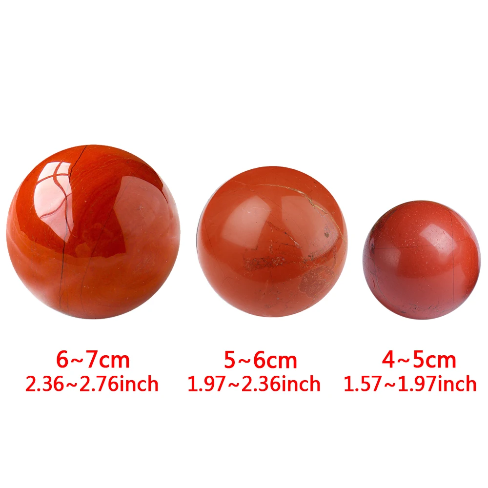 1.57-2.76inch Natural Crystal Sphere Red Jasper Polished Round Ball Reiki Healing Divination Home Decoration Beautiful Souvenir