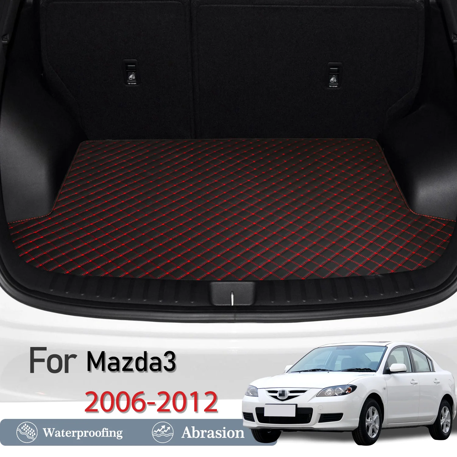 New Artificial Leather Car Trunk Mat Rear Trunk Cargo Protective Mat Car Interior Accessories For Mazda3  2006-2012