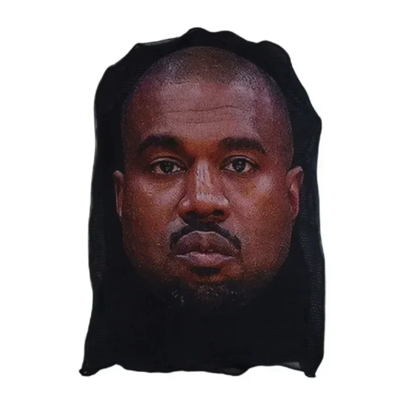 Nuova maschera Kanye stampata in 3D maschera a pieno facciale in rete elastica per uomo donna copricapo Cosplay Hip Hop Fashion passamontagna cappello copricapo