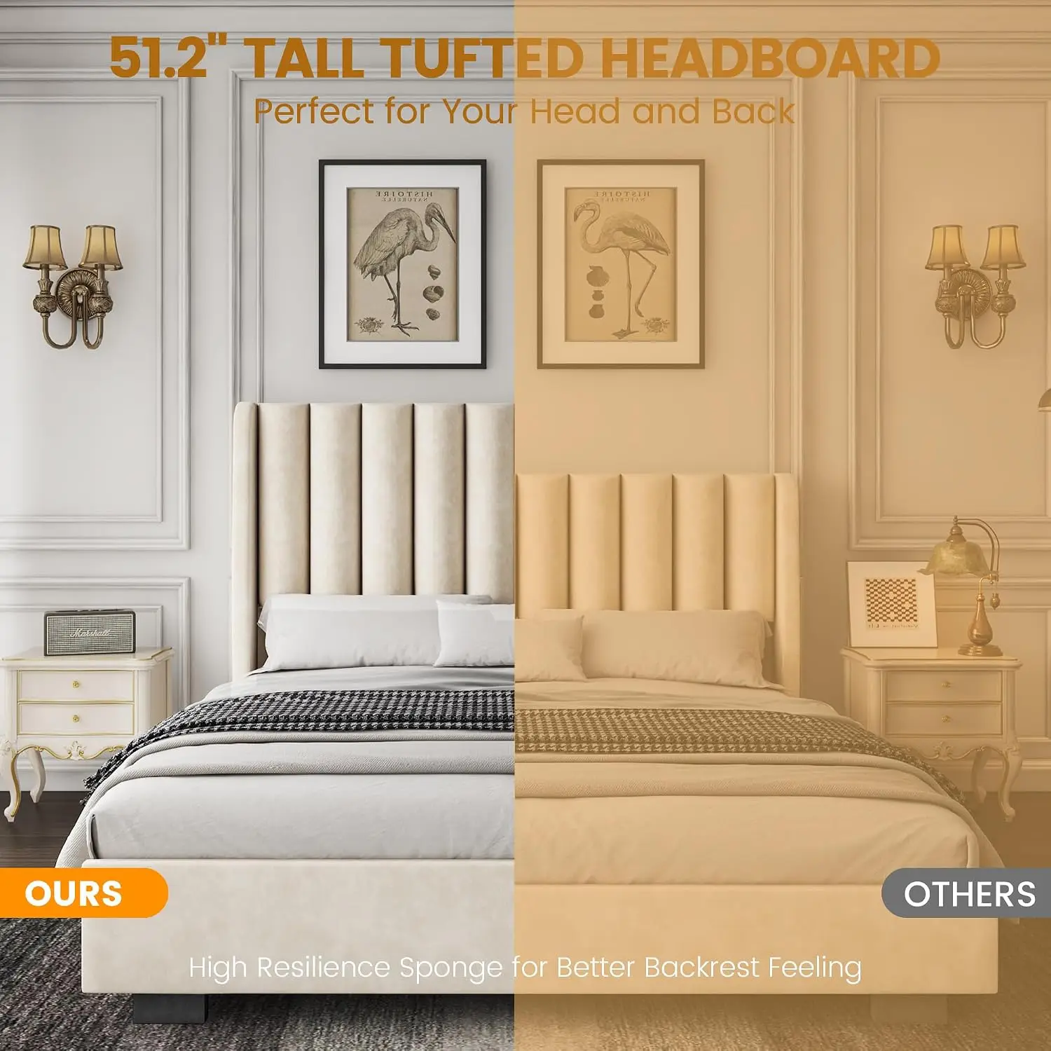 Velvet Wingback King Bed Frame 51