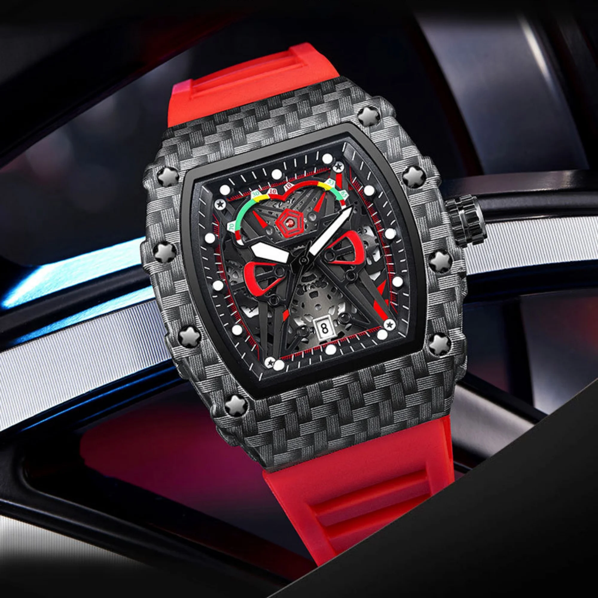 UTHAI CQ232 New Concept New Watch Men's Trendy Waterproof Glow Men's Watch Personalized Watch Silicone Wine Barrel Quartz Watch