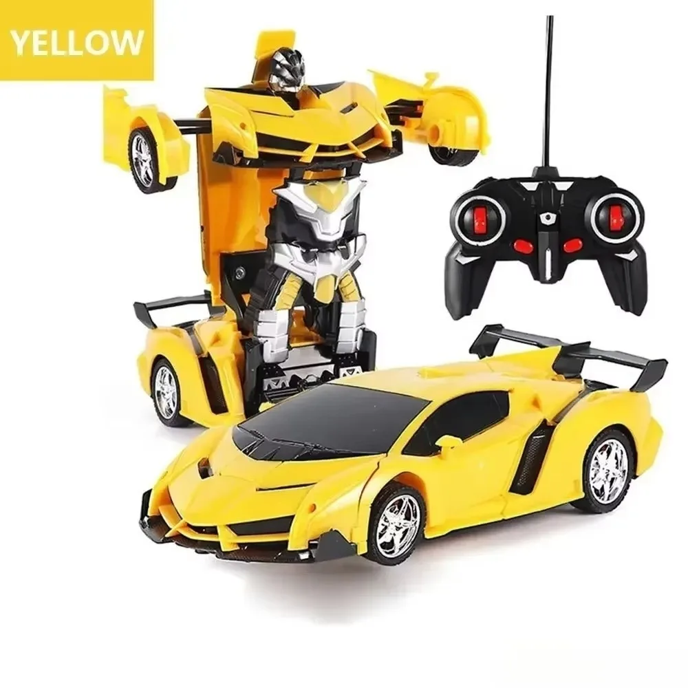 Novo carro robô transformável 2 em 1, deformação com uma chave, controle remoto, carro elétrico rc, crianças, meninos, brinquedos, presente