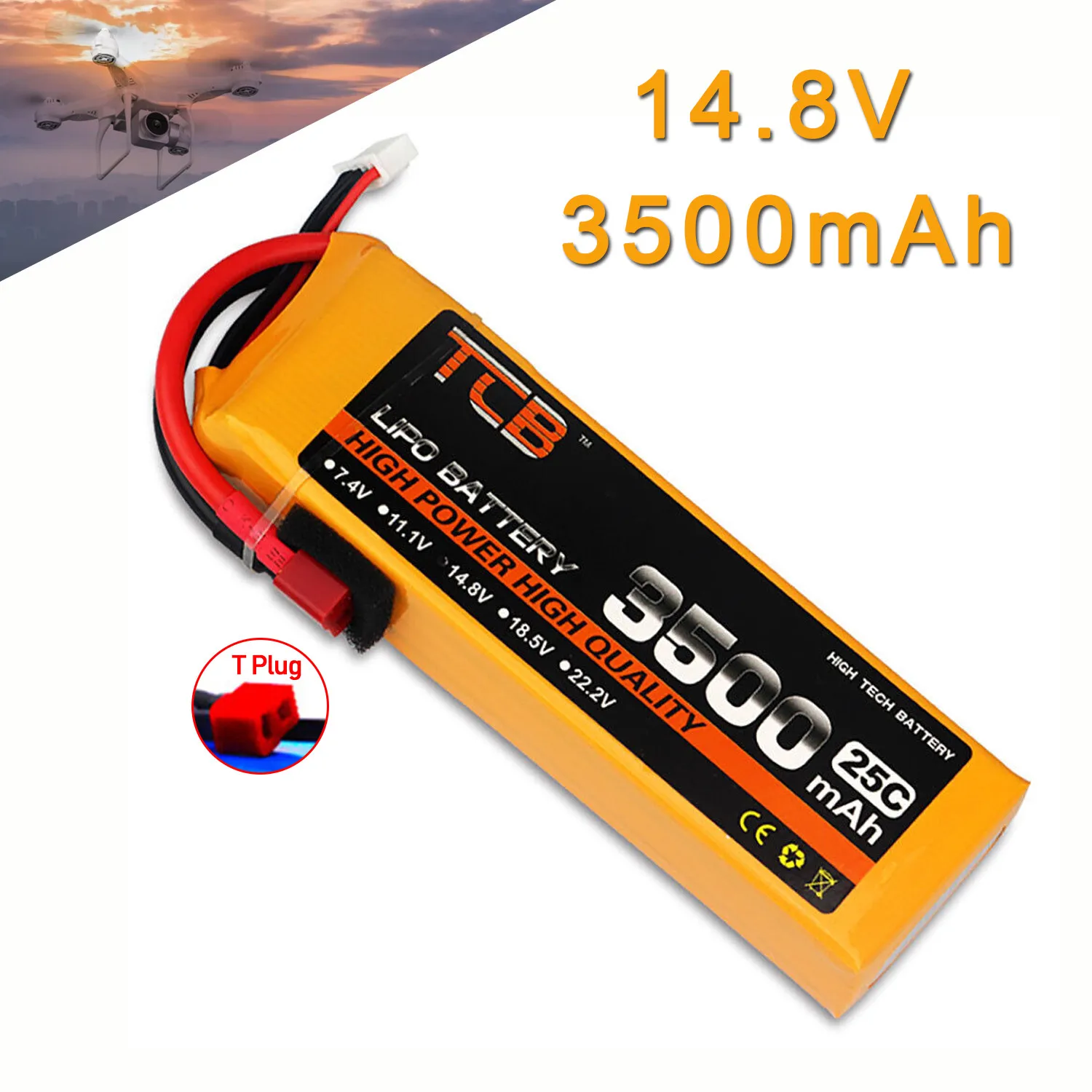 

14.8V 3500mAh 4S 25C LiPO Battery T-plug Max 40C FOR RC Model Lipolymer Power Pack