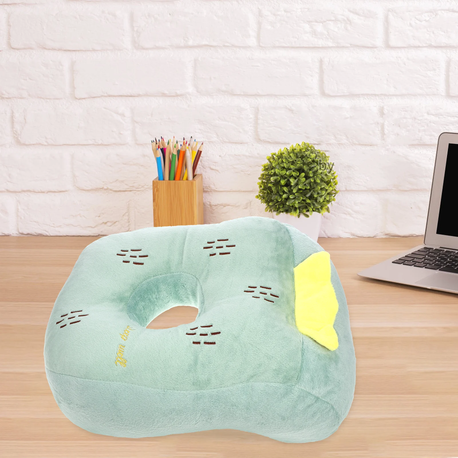 

Nap Pillow Soft Crystal Fabric Comfortable Elastic Mesh Removable Easy Clean Grooves Head Arms Neck Back Support Office
