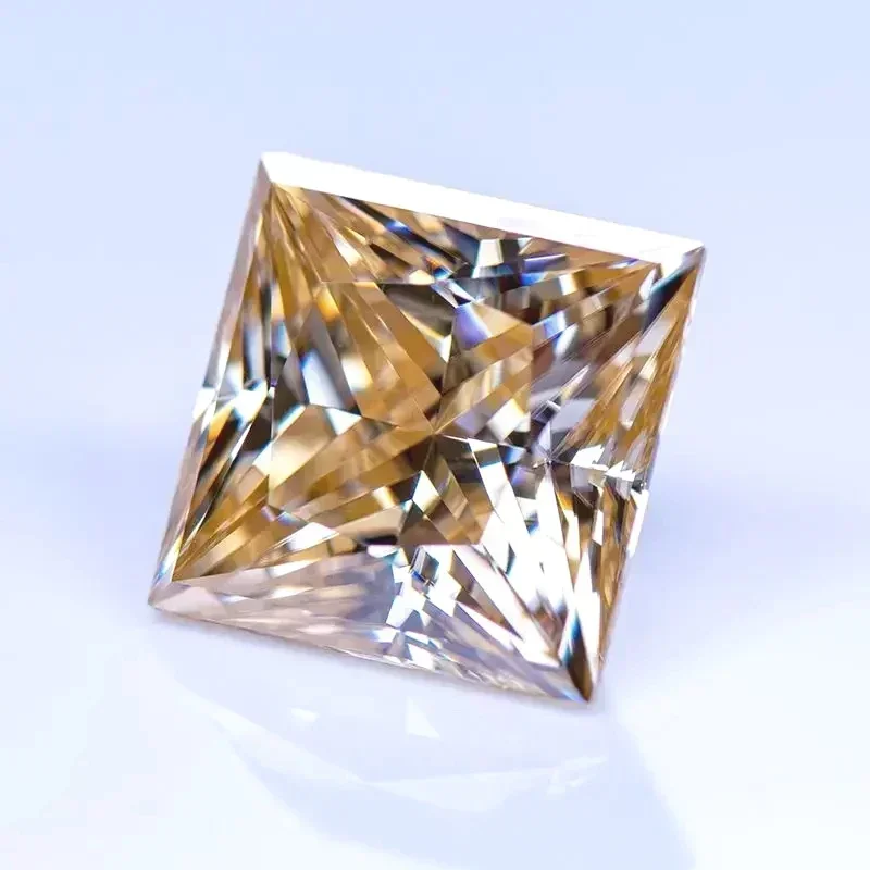 

Moissanite Stone Natural Color Tea Yellow Princess Cut Lab Grown Diamond For Charms Women Jewelry Making With Certificate