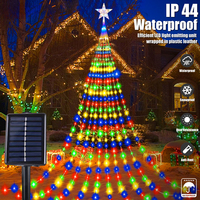 Solar Christmas lights Waterfall Christmas Tree Glowing Stars Lights USB 8 Modes Garden Lights Outdoor  New year's garland Decor