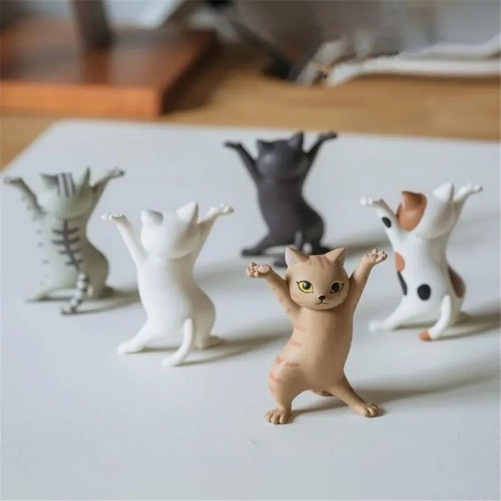 5PCS Anime Raising Hands Dancing Cat Model Cat Ornaments Cat Figures Toys for Children S Room Study Room, Children's Toys