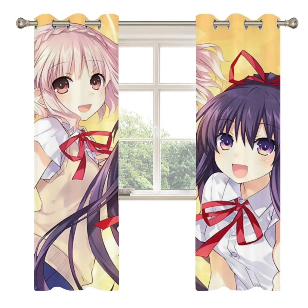 Date a Live Window Curtains  for Living Room Bedrooms 2 pieces Aesthetic Room Decoration