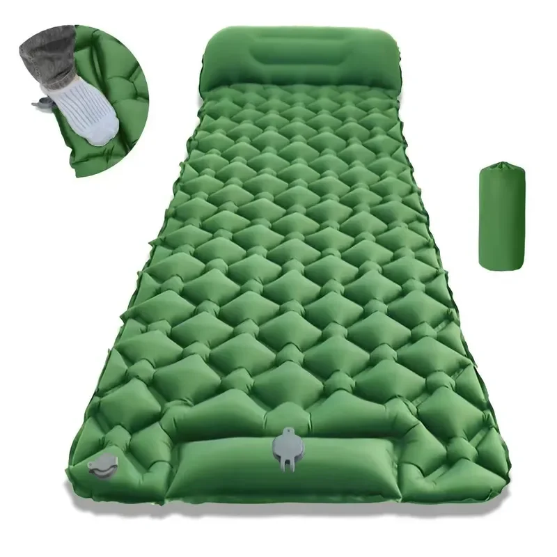 Foot Pump Single Camping Mat TPU Inflatable Moisture-Proof Pad Thickened Ultra-Light Outdoor Picnic Mat