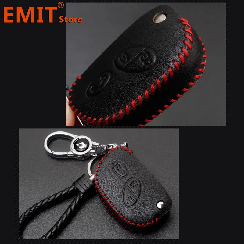 Leather Car Key Case for Maserati Quattroporte GT GranCabrio Remote Cover Shell Keychain Ring Holder Fob Interior Accessories