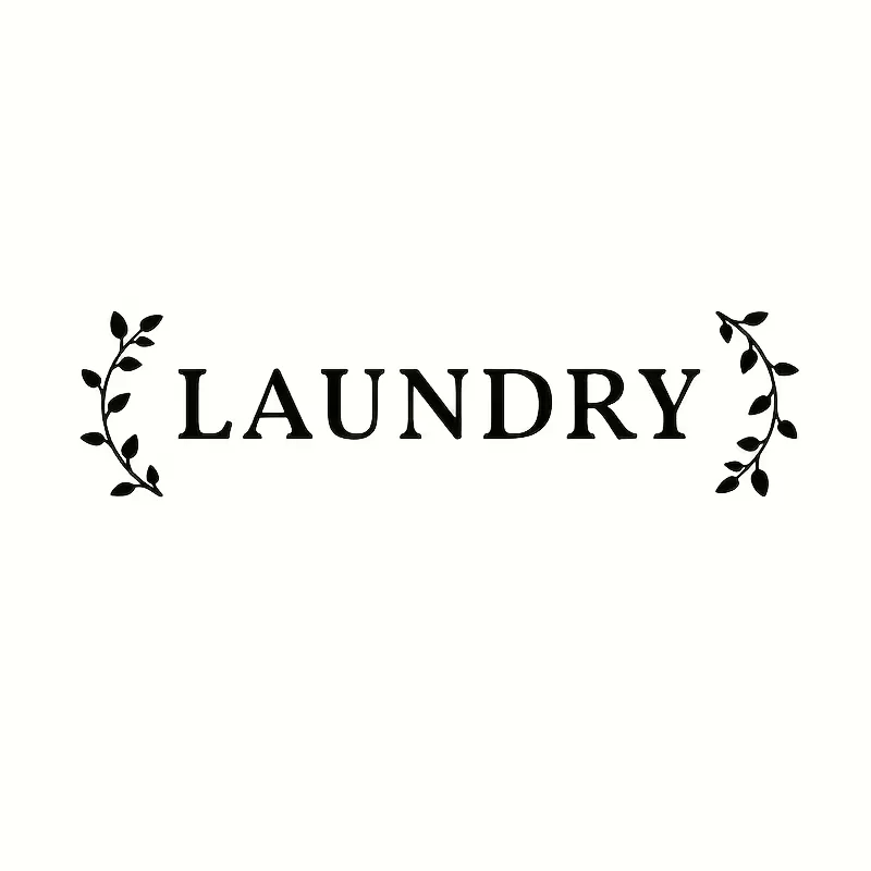 Laundry with Curved Leaves Decal, Laundry Sticker, Laundry Wall Decal, Laundry Door Decal, Vinyl Decal, Car Window Decal, Car De