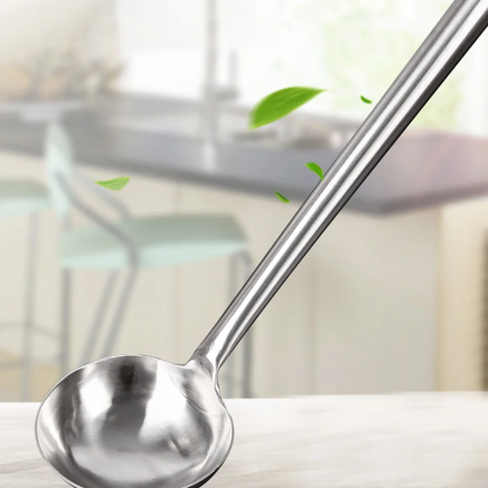 

2Pcs Long Handle Stainless Steel Cooking Shovel Spoon Set Kitchen Gadget Spatula Soup Spoon Practical for Home
