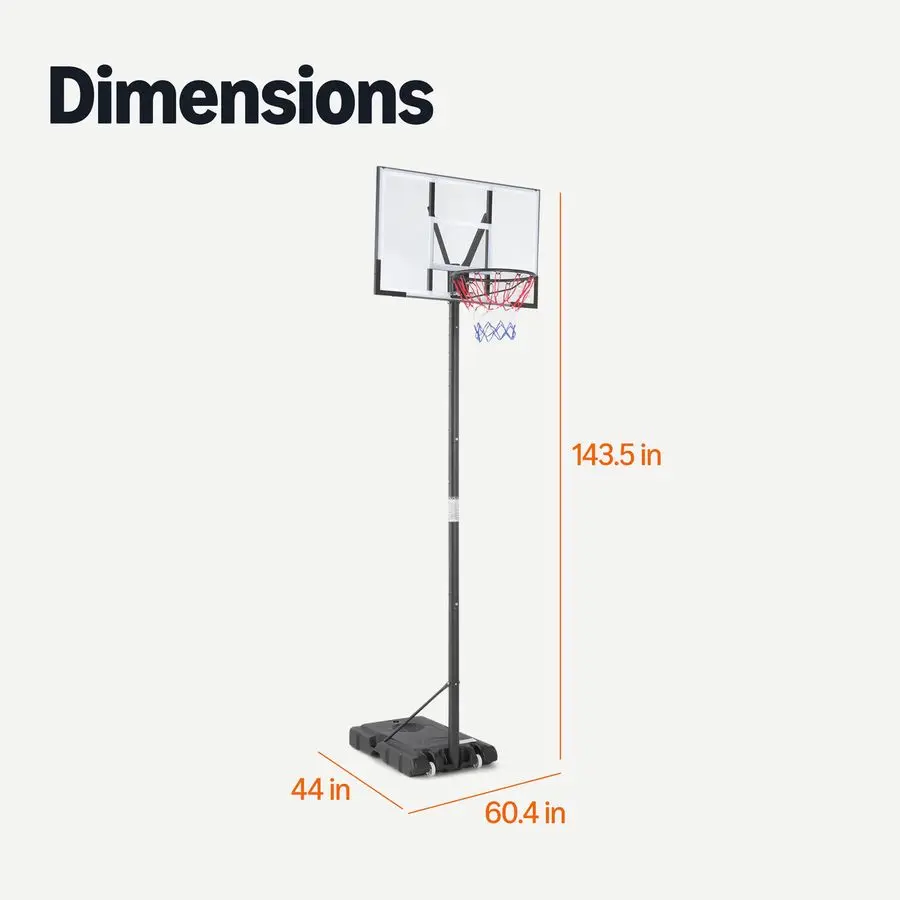 Sistem Ring Basket Portabel Luar Ruangan, Tinggi Dapat Disesuaikan 4.7510 kaki