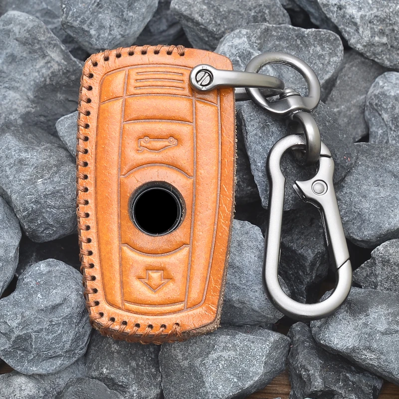 Leather Car Remote Key Case Cover Shell For BMW X1 X5 X6 Z4 E90 E60 E70 E87 3 5 6 Series M3 M5 Holder Shell Fob Accessories