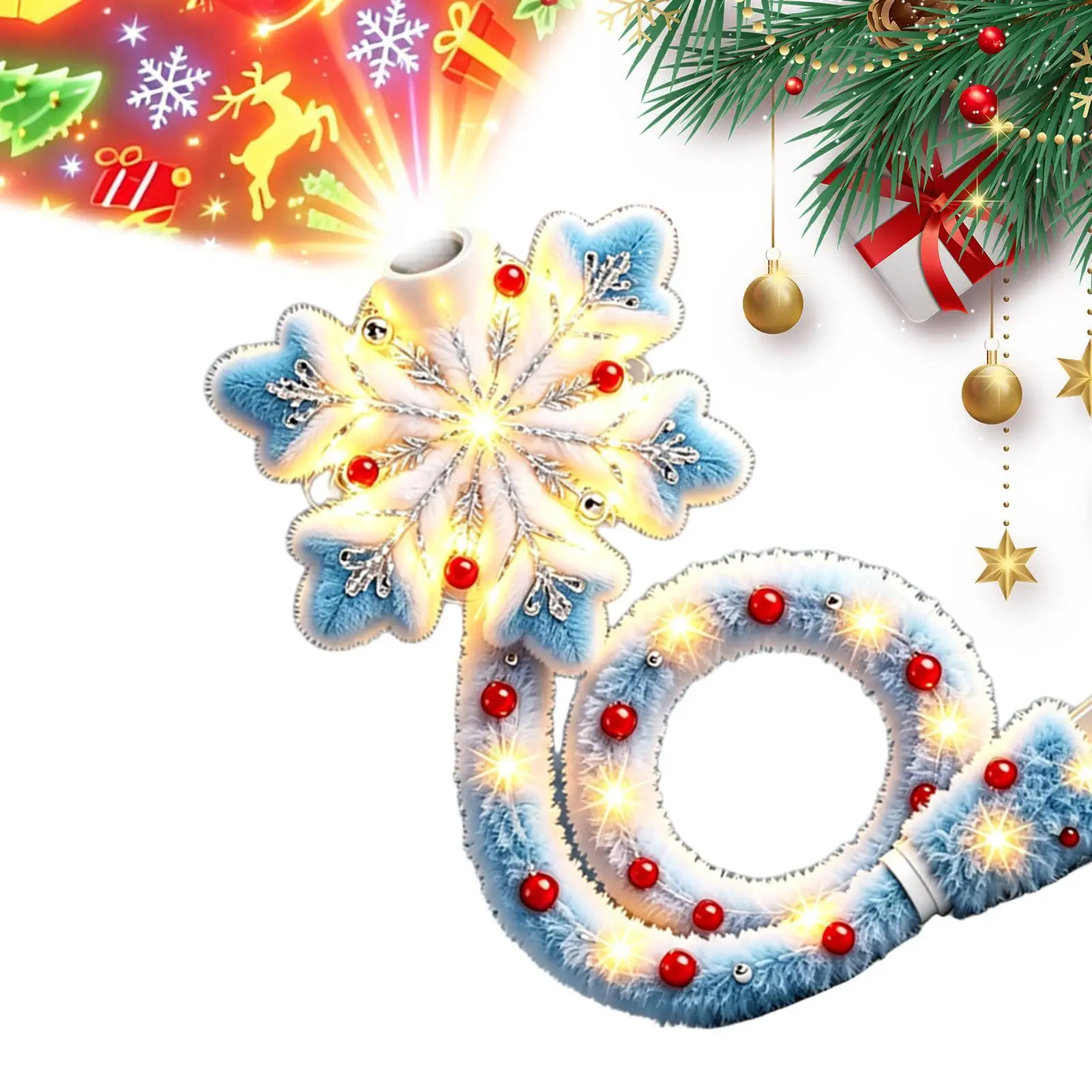 Christmas Projector Light USB Powered Christmas Night Lights With muti Patterns Flexible Snowflake Lamp For Bedroom Ceiling