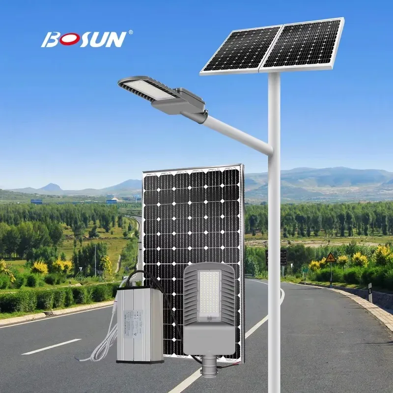 wmwmnu for BOSUN 80W 100W Solar Split LED Street Light IP65 MPPT Controller Aluminum Outdoor Streetlight for Urban Areas