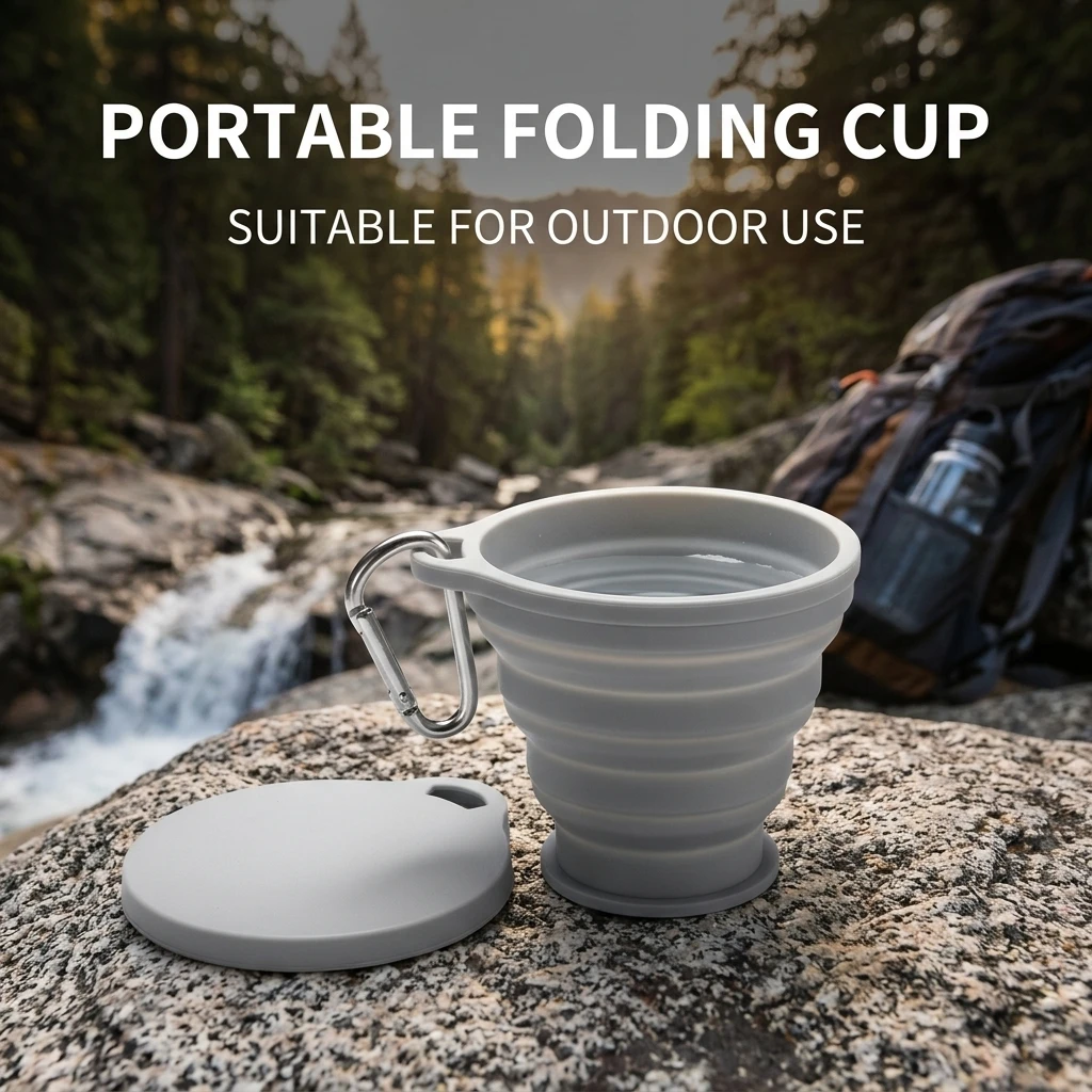 Camping Collapsible Cup Folding Cups Food Grade Silicone Water Cup Retractable Portable Outdoor Hiking Coffee Handcup