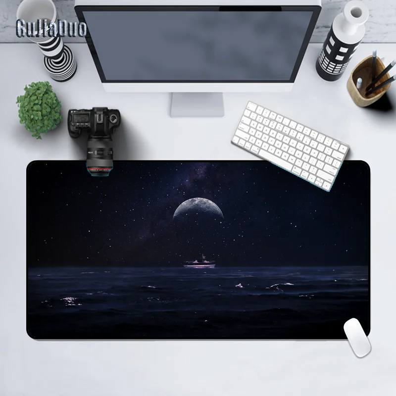 

GuJiaDuo Moon and Sea Creative Pattern Mouse Pad Large Computer Table Pad Gamer Pc Cushion Gaming Room Accessories Art Mousepad