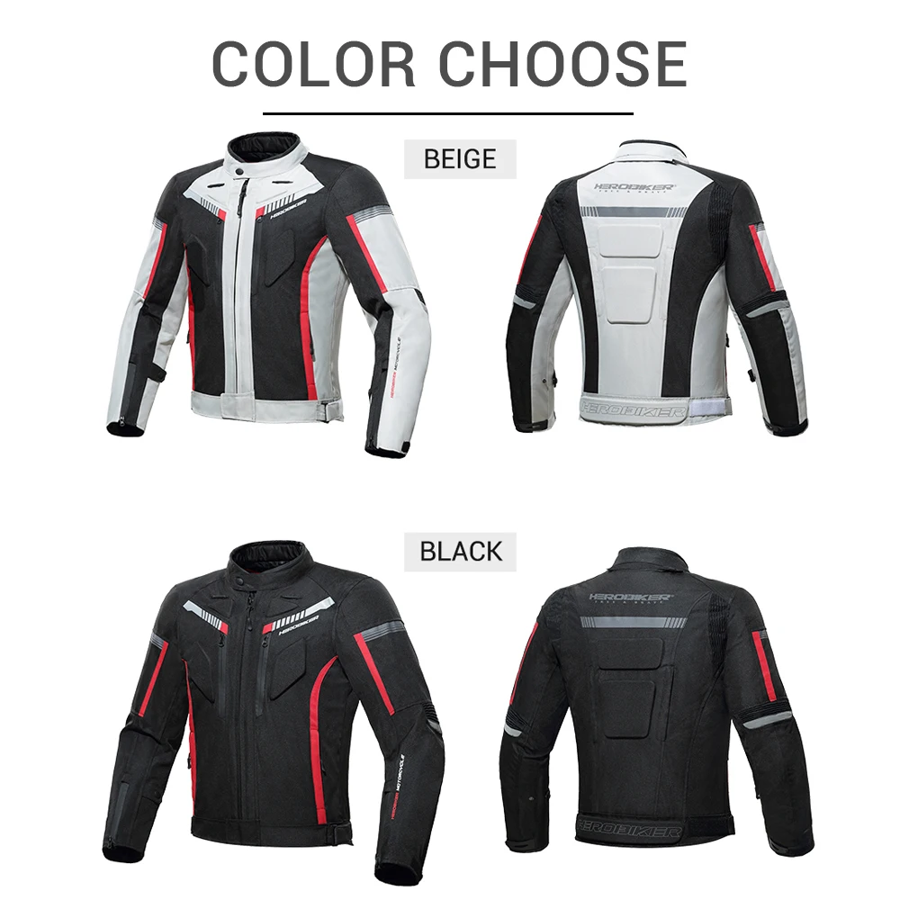 HEROBIKER Motorcycle Jacket Waterproof Motorcycle Suit Racing Jacket Protections Motocross Jacket With Detachable Biker Jacket