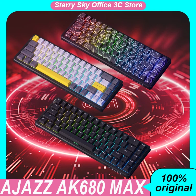 AJAZZ AK680 MAX Esports Клавиатура с магнитной осью 8k Быстрый триггер 0,01 Регулируемая прецизионная горячая вилка RGB Пользовательская игровая клавиатура
