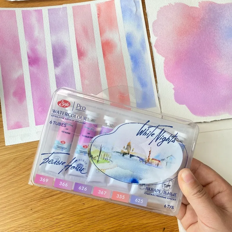 Rose 6 Color White Night Russian Artist Watercolor Pigment 2ml Subpackage Plastic Box Set Master Spring Flower Match Color Paint