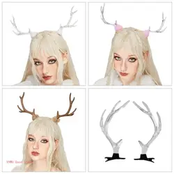 2PCS Lovely Hair Clip Clear Christmas Antler Hair Barrettes Bangs Hair Clip