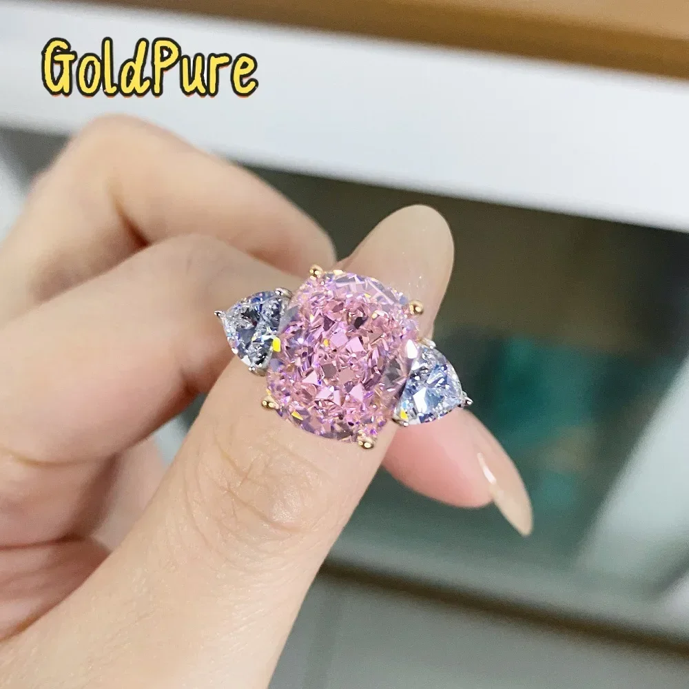 

Goldpure Luxury Solid Platinum PT950 Women's Diamond Ring Ice Flower Che Reddish Che Moissanite Diamond Ring