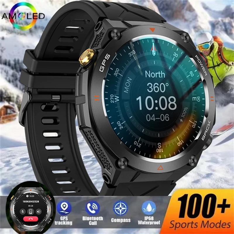 For HUAWEI GPS Compass Outdoor SmartWatch Men 412*412 AMOLED Screen Heart rate Bluetooth Call IP68 Waterproof Man Smart Bracelet