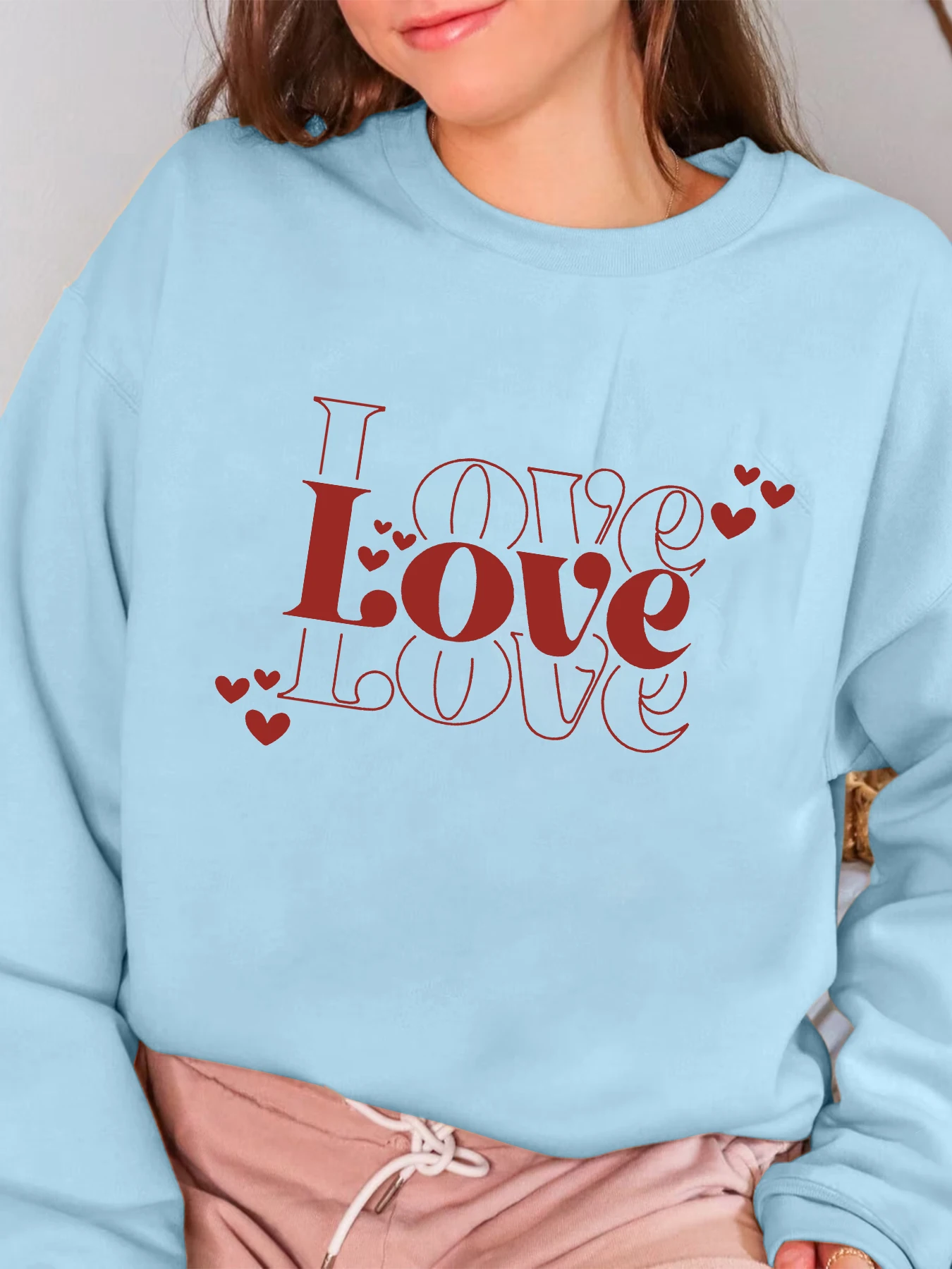 Love Letter Pullover Print Fashion Casual Sweatshirt Women for Spring & Summer Long Sleeve Women Clothing for Daily Wear