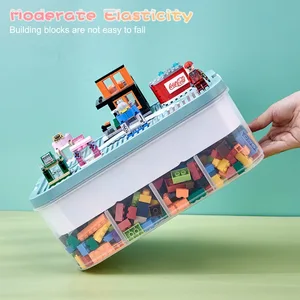 ليغو متوافق مع التخزين شبكة شفافة قابلة للتعديل لبنة البناء مربع تخزين لعبة منظم حاوية لعبة المنظمين أفضل 6 منظم ليغو مبيعا - رقم 2