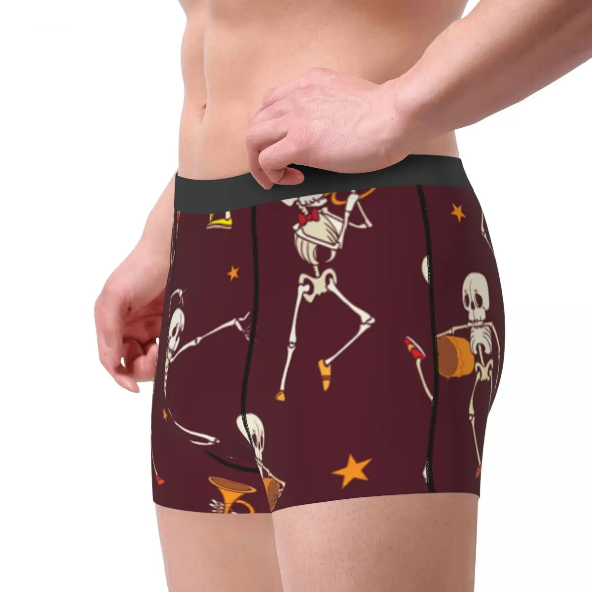 Boxershorts Men Comforable Panties Set Dancing And Plating Music Skeletons Underwear Man Boxer