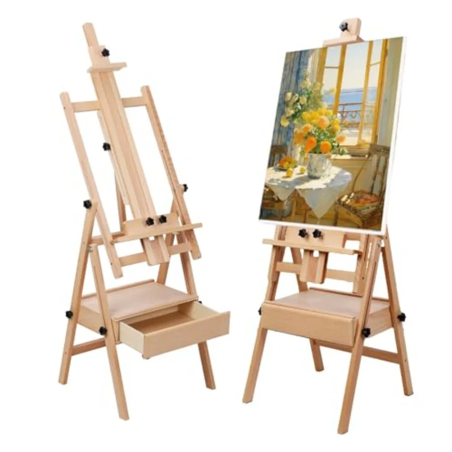 

Деревянный мольберт-стойка для рисования, 53 дюйма, регулируемая высота, для холстов, масляной живописи, эскизов, рисования, свадебных табличек и плакатов