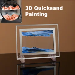 3D Quicksand Painting Ornament Creative Moving Sand Art Painting Dynamic Sandscapes for Home Office Desktop Flowing Decoration