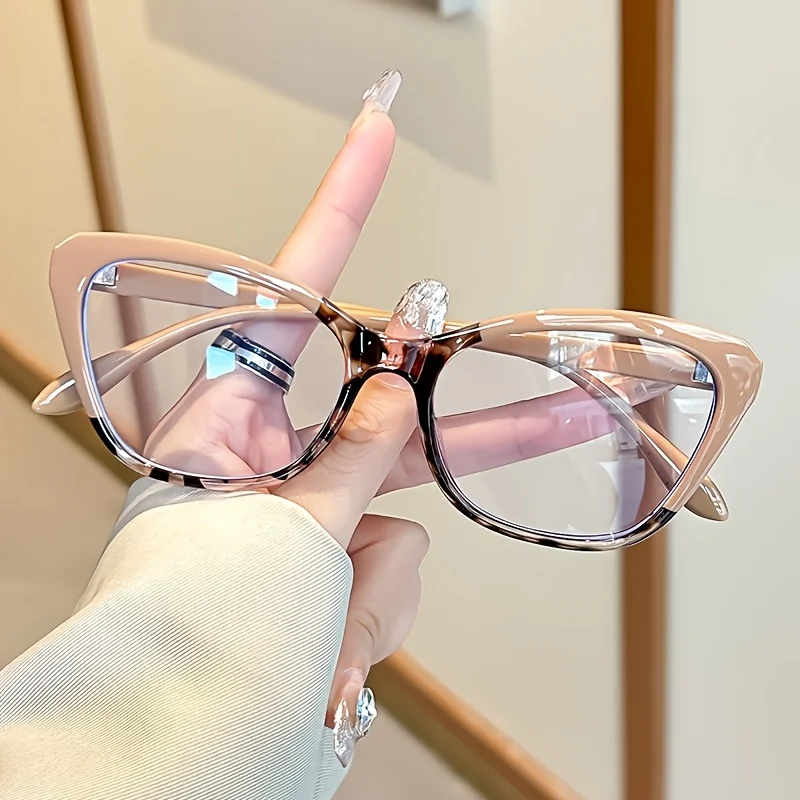 Ojo de gato marco pequeño espejo plano Color bloqueado 2025 nuevo estilo Color bloqueado gafas simples marco Ins gafas para mujer
