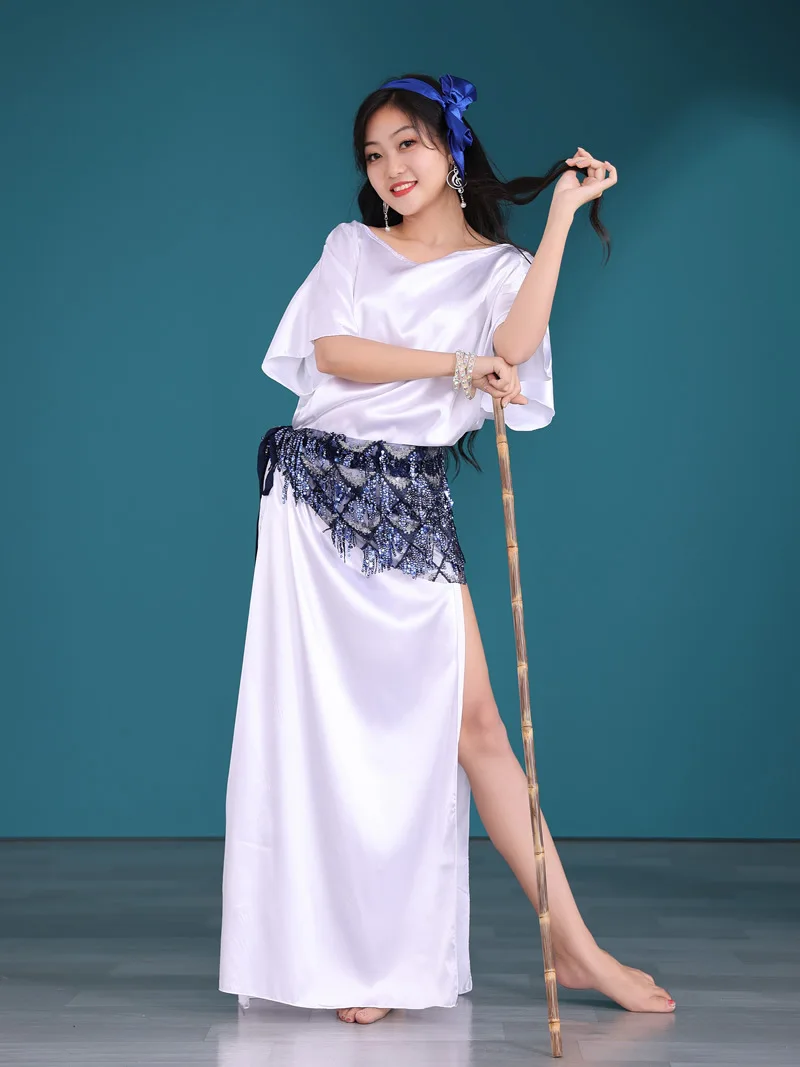 زي أداء الرقص الشرقي رداء فساتين من قطعة واحدة بدلة ممارسة الشابي زي أداء الرقص الشرقي بلدي #4