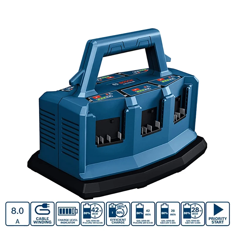 Bosch GAL18V6-80 18V Multi-Charger 8A Multi-bay Charger 6 Battery Interfaces 18V Lithium Battery Charger Power Tool Accessories