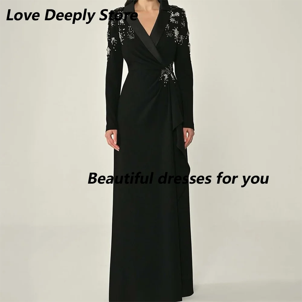 Purple Wedding Guest Dress Column Jersey Long Sleeves Women's Evening Gowns Long V Neck Formal Party Dresses Customized image 3