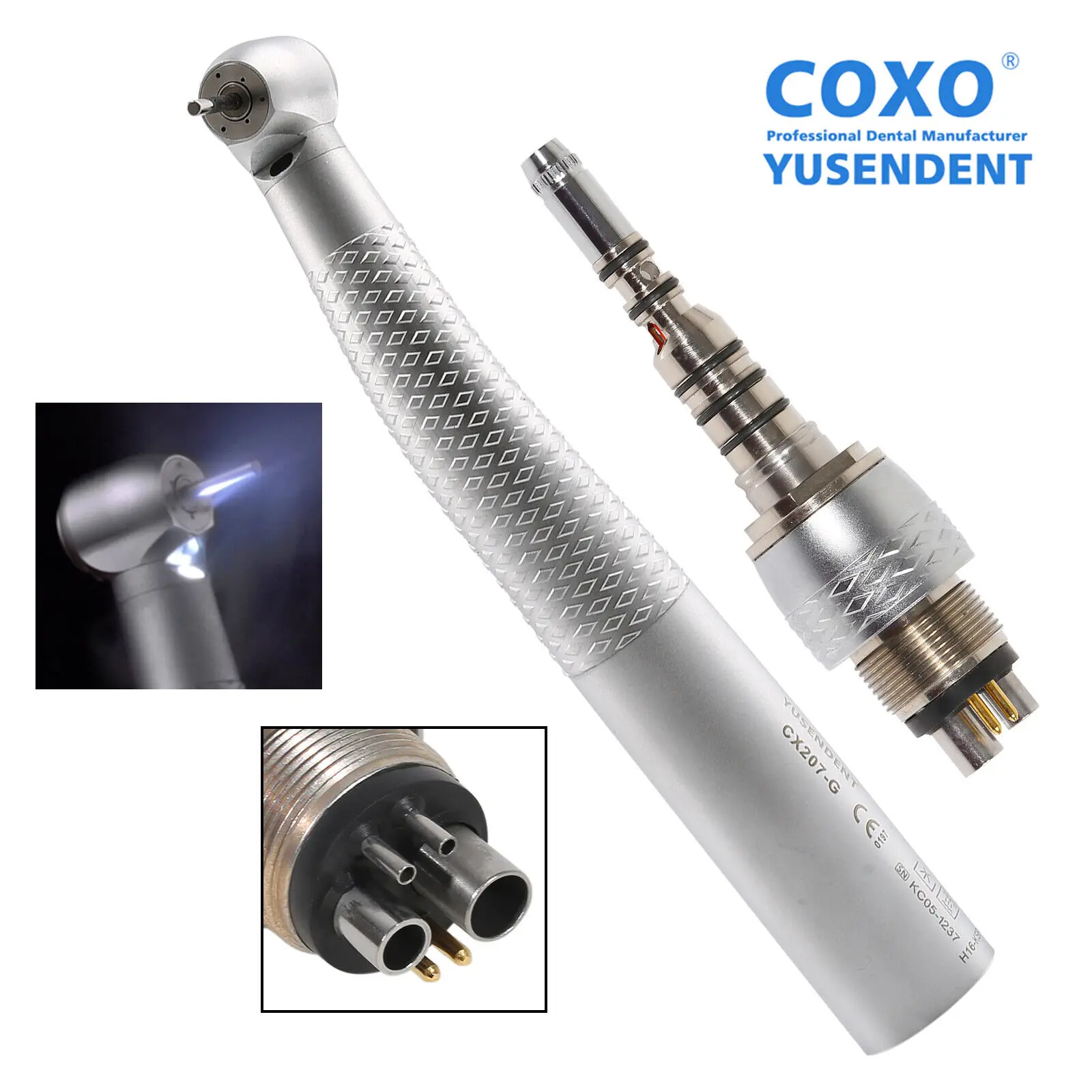 

Coxo KaVo style Dental Fiber Optic LED High Speed Handpiece Push Button /Multiflex Quick Coupler 6Hole