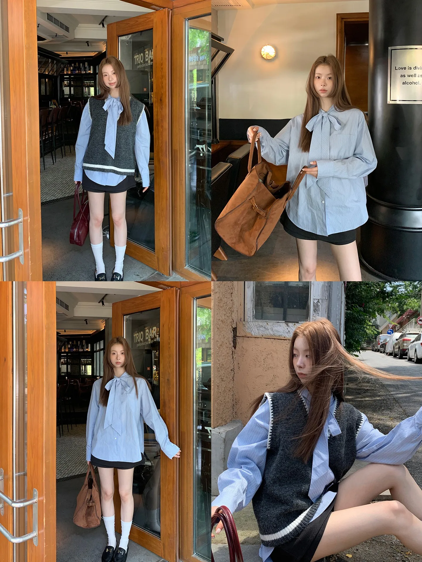 

Blue Loose Long Sve Striped irt Women's Ele Beautiful Spring New Sle Cotton Commute Sle Button Plaet Midi Length