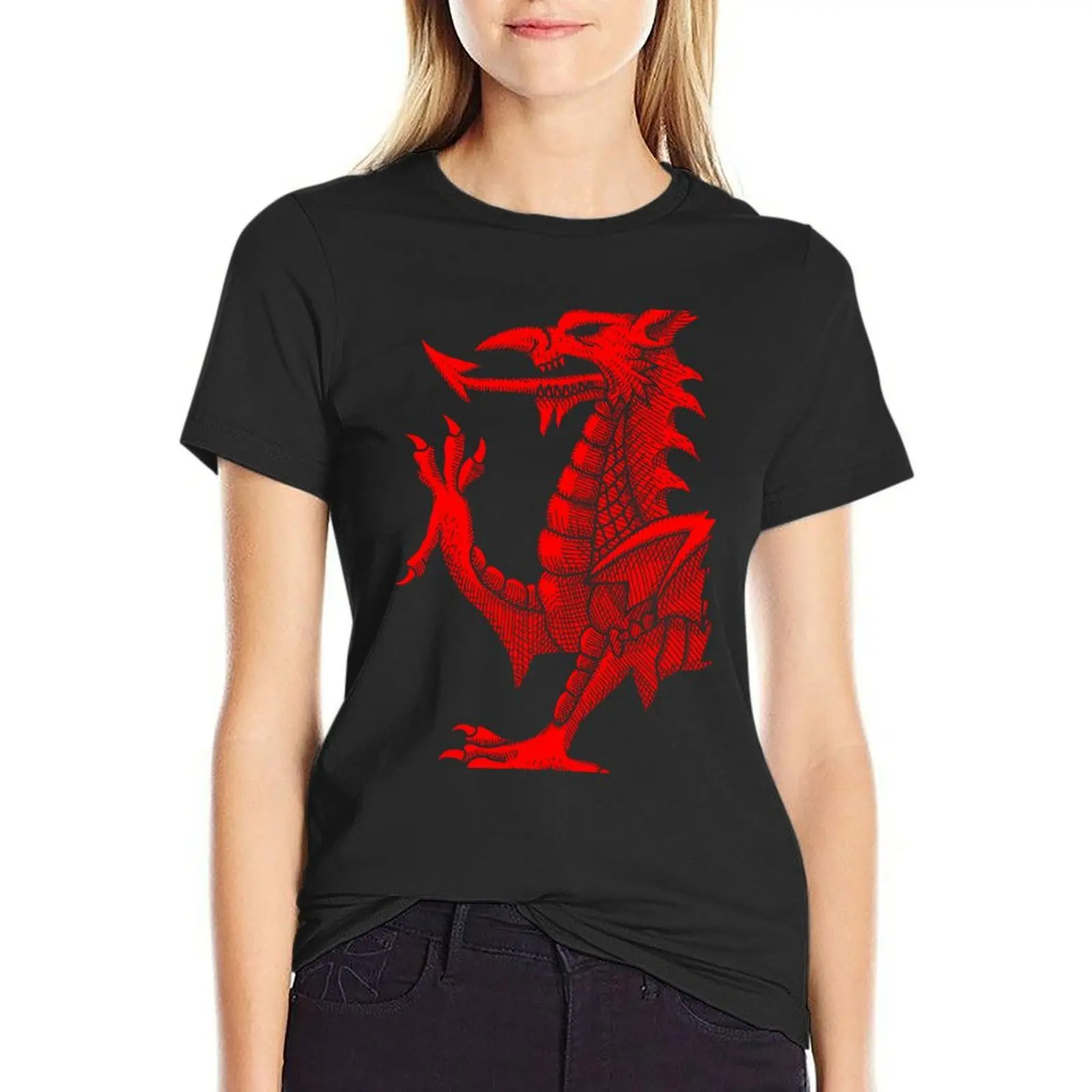 Welsh Dragon - Red Hatching T-Shirt tees hippie clothes plus size tops t-shirt dress for Women plus size sexy