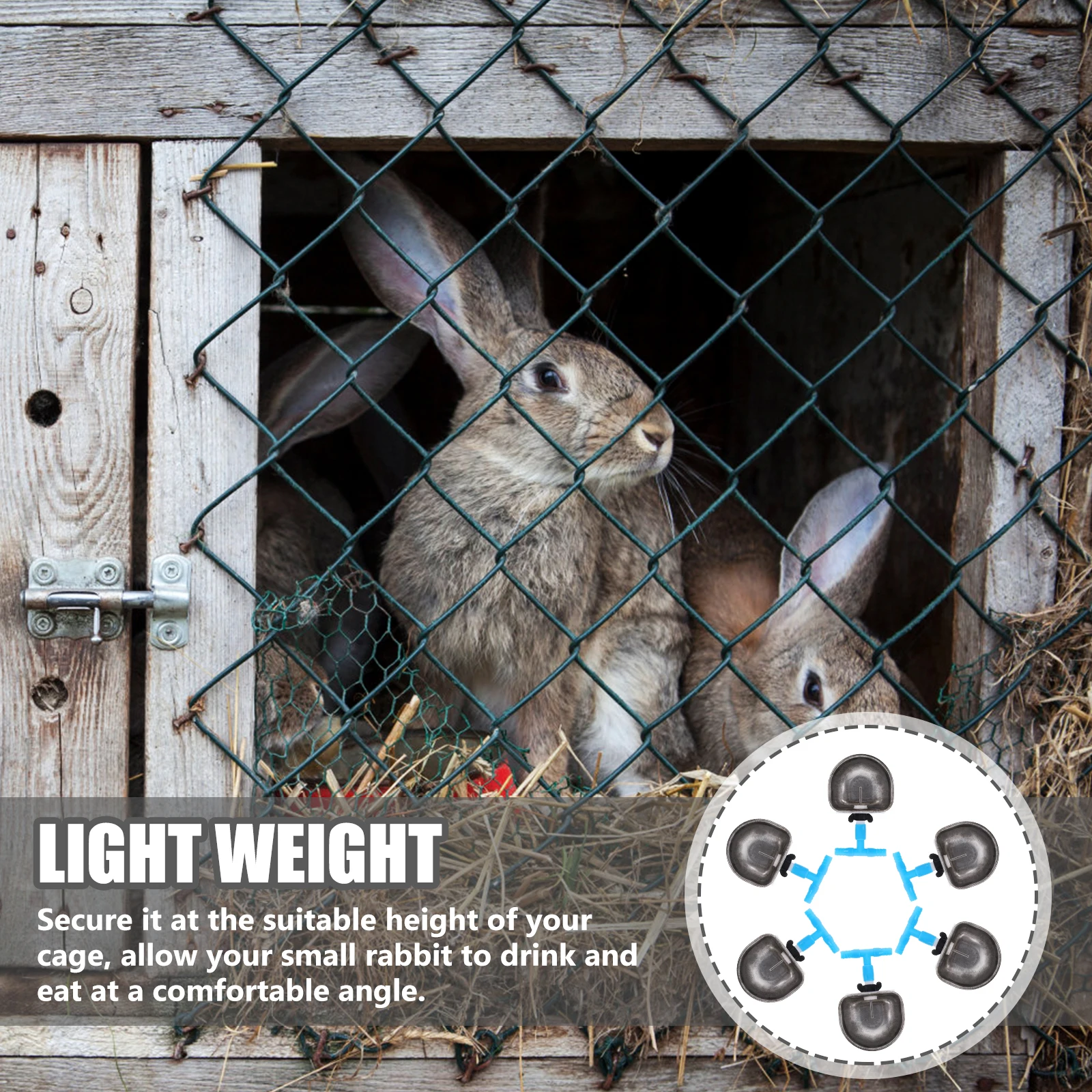 

6Pcs Rabbit Drinking Bowl Hanging Water Dispenser Prevent Knock Over Comfortable Feeding Rabbit Water Holder Drinking Bowl