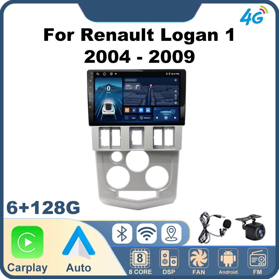 

Smart Car Systems Car Radio for Renault Logan 1 2004 - 2009 Multimedia Carplay 8Core WIFI 4G QLED Car Radio Multimedia Player