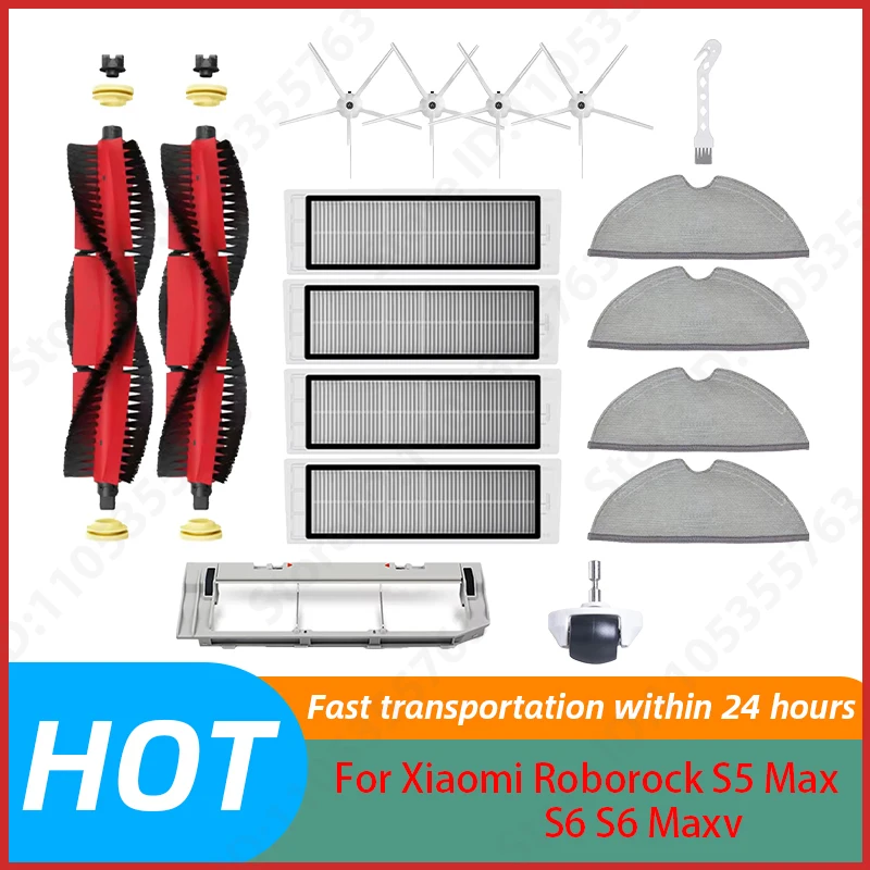 For Xiaomi Roborock S5 Max S50 S55 S5 S6 MaxV S6 Pure E4 E5 Robot Vacuum Spare Parts Main Side Brush Hepa Filter Mop