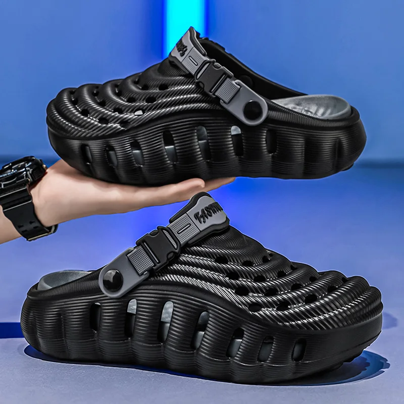 2026 New Men Hollow Out Summer Shoes Soft Sole Non Slip Casual Sports Driving Dual Use Comfort Beach Walking Sandals