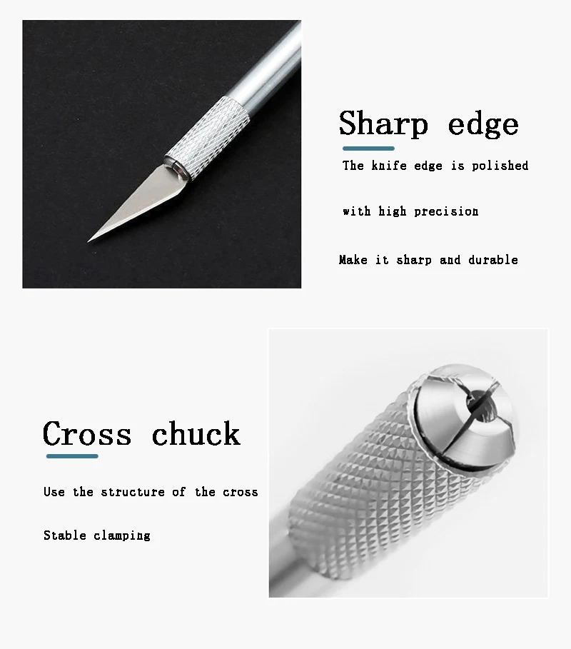 Metal Scalpel Knife Tools Non-Slip Knife Blades Engraving Knife Mobile Phone Film Paper Cut Carving Tools